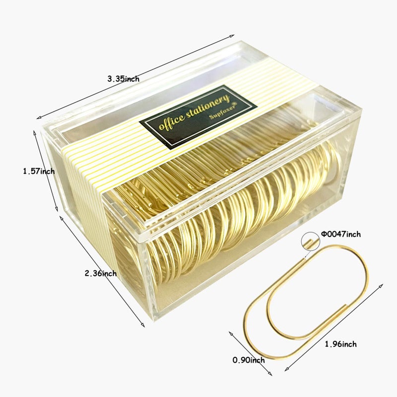 Supfoxer Gold Large Paper Clips  50pcs 50mm/1.97"" Jumbo Wide Planner Giant Paper Clip Non Skid Smooth Finish Steel Wire Office Supply Accessories (Gold) - Image 2